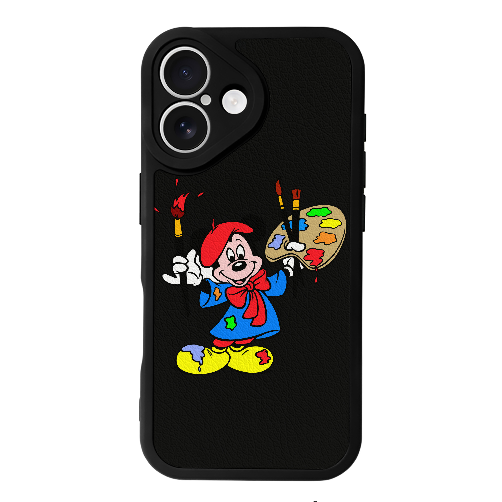 （画像用） ミッキーマウス Mickey Mouse 【iPhone 16シリーズ対応】シリコンスマホケース（レザー調） 材質：シリコン